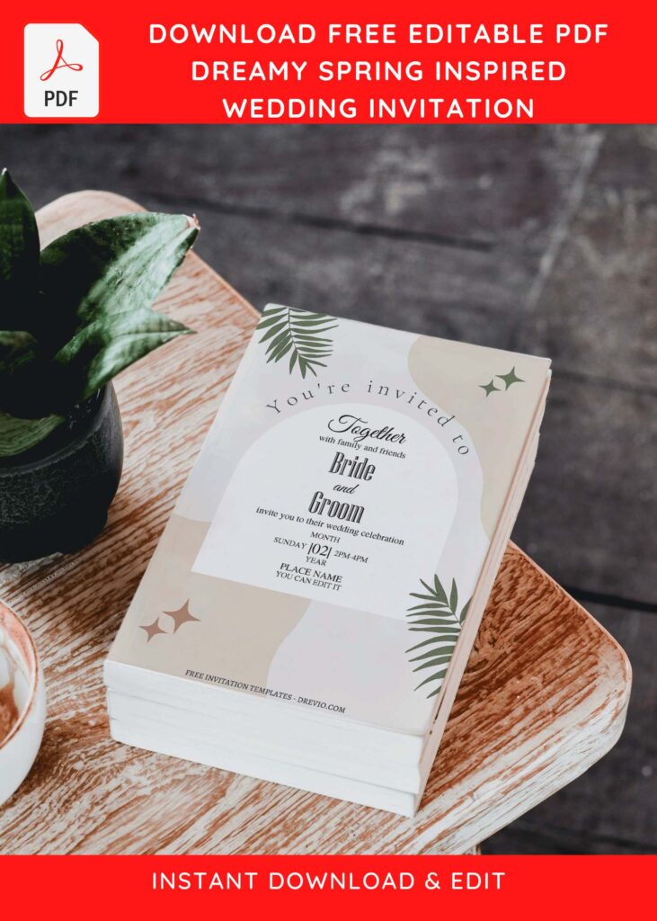 (Free Editable PDF) Dreamy Spring Inspired Wedding Invitation Templates with editable text