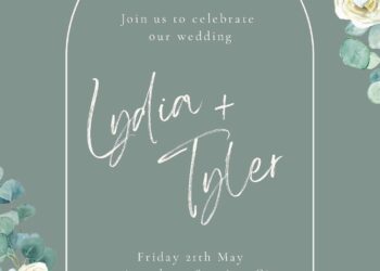 Free Editable Sage White Watercolor Floral Wedding Invitation