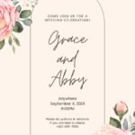 16+ Cream Decorate Floral Pink Canva Wedding Invitation Templates