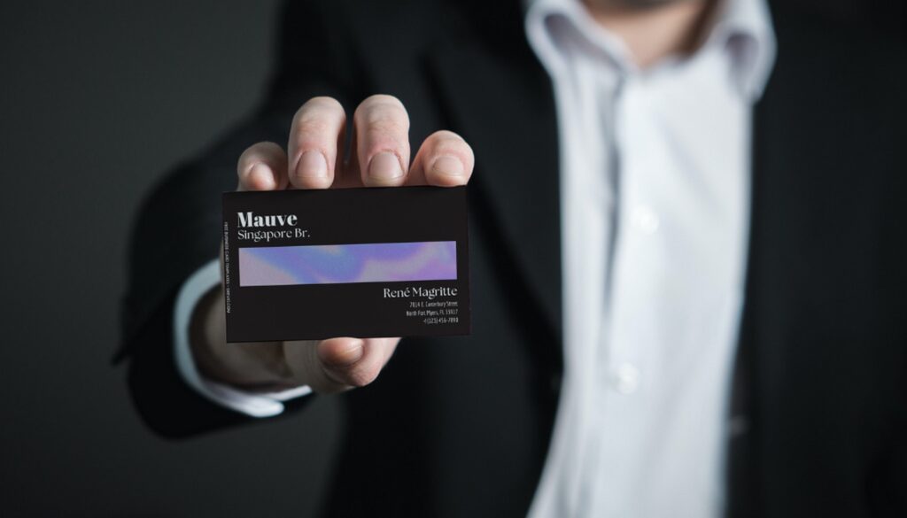Creative Y2K Holo Business Card Templates - Editable Canva Templates with raisin black background