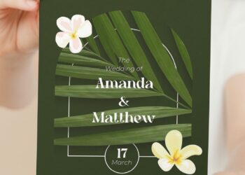 (Free Editable PDF) Stylish Tropical Foliage Wedding Invitation Templates with aesthetic font styles