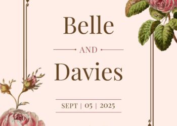 Free Editable Vintage Cabbage Roses Illustration Wedding Invitation