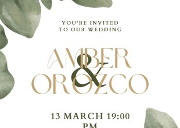 Free Editable Eucalyptus Watercolor Leaves Wedding Invitation
