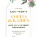 Free Editable Garden Pink Green Leaves Watercolor Wedding Invitation