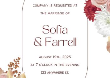 Free Editable Watercolor Fall Bouquet Wedding Invitation