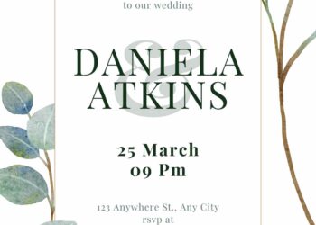 Free Editable Bouquet Eucalyptus Green Leaves Wedding Invitation