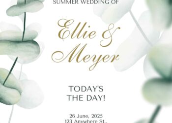 Free Editable Watercolor Eucalyptus Blurry Wedding Invitation