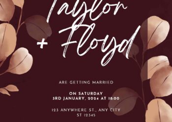 Free Editable Burgundy Eucalyptus Watercolor Wedding Invitation