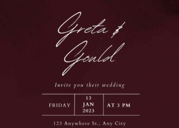 Free Editable Burgundy Black Watercolor Floral Wedding Invitation