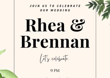 Free Editable Bouquet Leaves Green Wedding Invitation