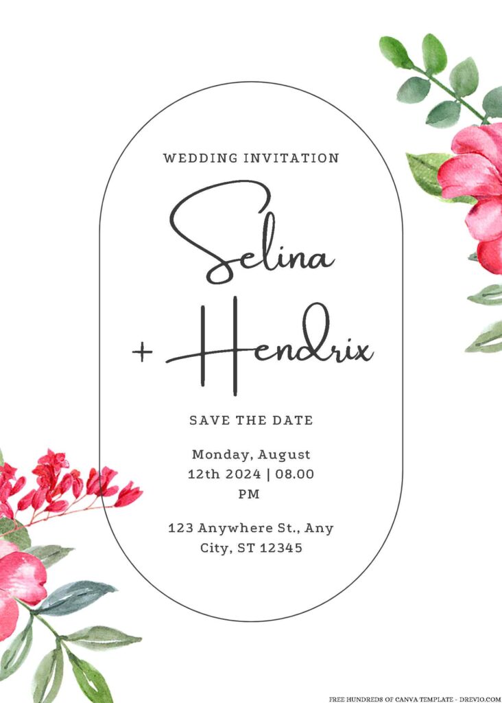 Free Editable Watercolor Spring Flower Wedding Invitation