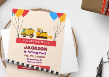 (Free Editable PDF) Adorable Construction Birthday Invitation Templates