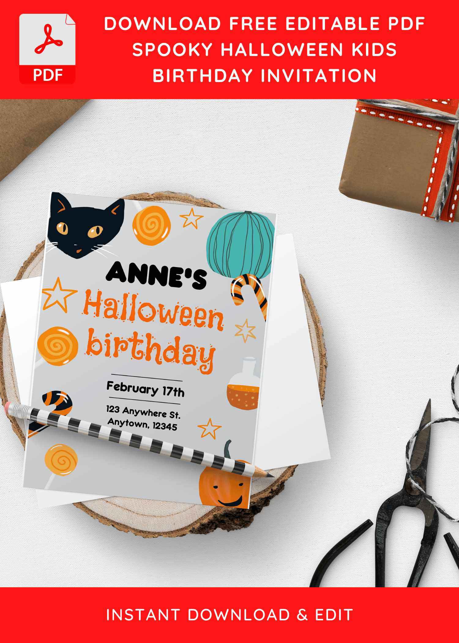 (Free Editable PDF) Spooky Halloween Kids Birthday Invitation Templates