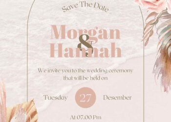 Tropical Floral Pampas Grass Pink Canva Wedding Invitation Templates