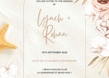 Free Editable Boho Floral Pink Tropical Wedding Invitation