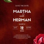 14+ Burgundy Peony Flower Canva Wedding Invitation Templates
