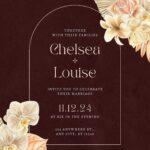 16+ Burgundy Dry Yellow Floral Canva Wedding Invitation Templates