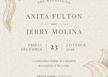 Free Editable Vintage Line Drawing Floral Wedding Invitation