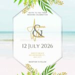 16+ Tropical Bouquet Watercolor Green Canva Wedding Invitation Templates