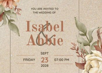 Free Editable Watercolor Autumn Floral Orange Wedding Invitation