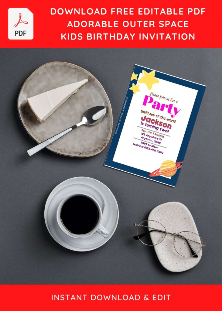 Free Editable PDF Awesome Outer Space Birthday Invitation Templates