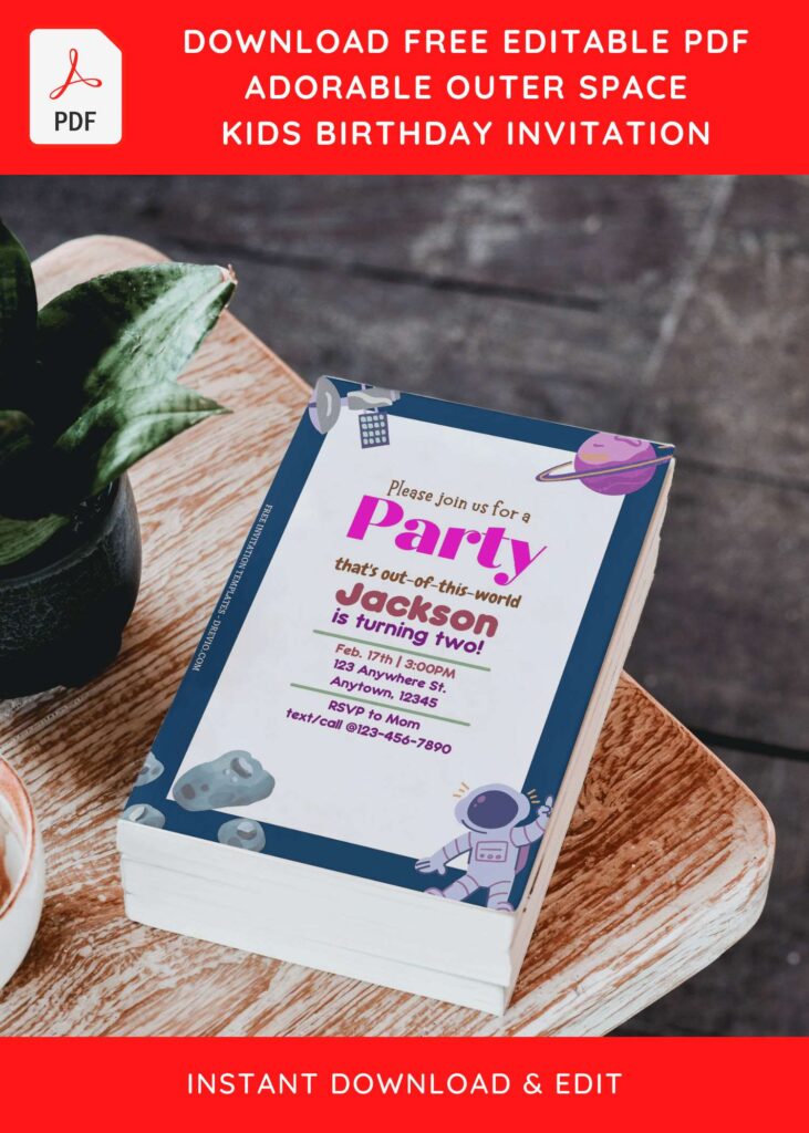 Free Editable PDF Colorful Outer Space Birthday Invitation Templates