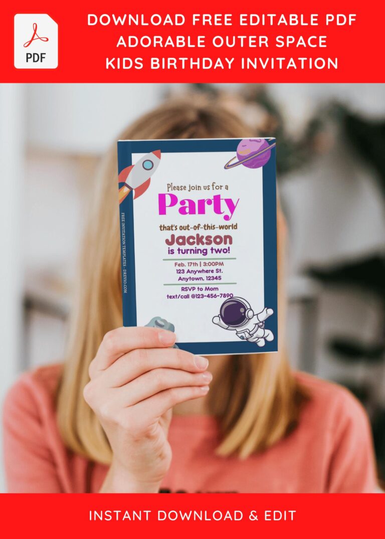 (Free Editable PDF) Far-Out Outer Space Themed Birthday Invitation Templates