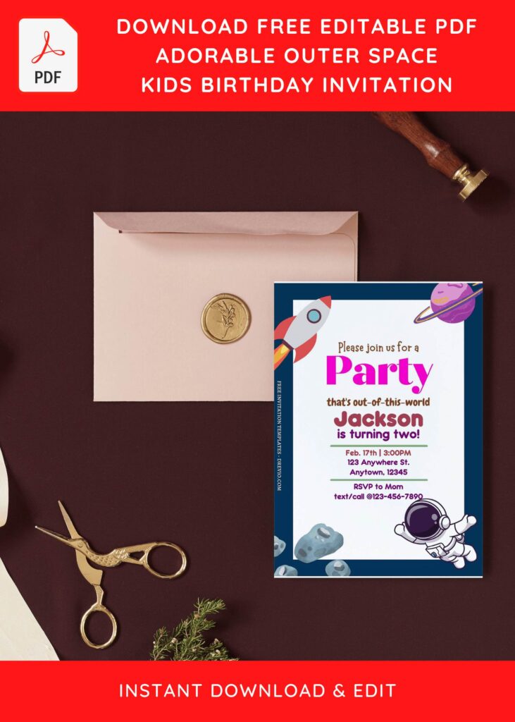 Free Editable PDF Outer Space Birthday Invitation Templates For Boys