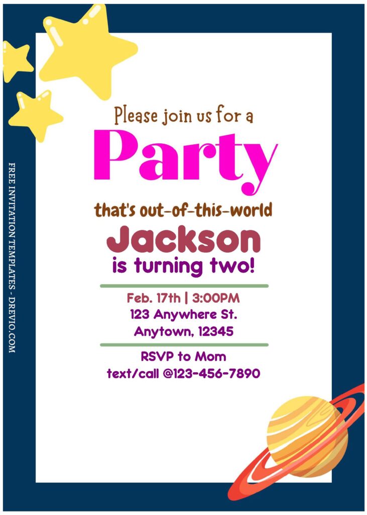 Free Editable PDF Outer Space Boys Birthday Invitation Templates