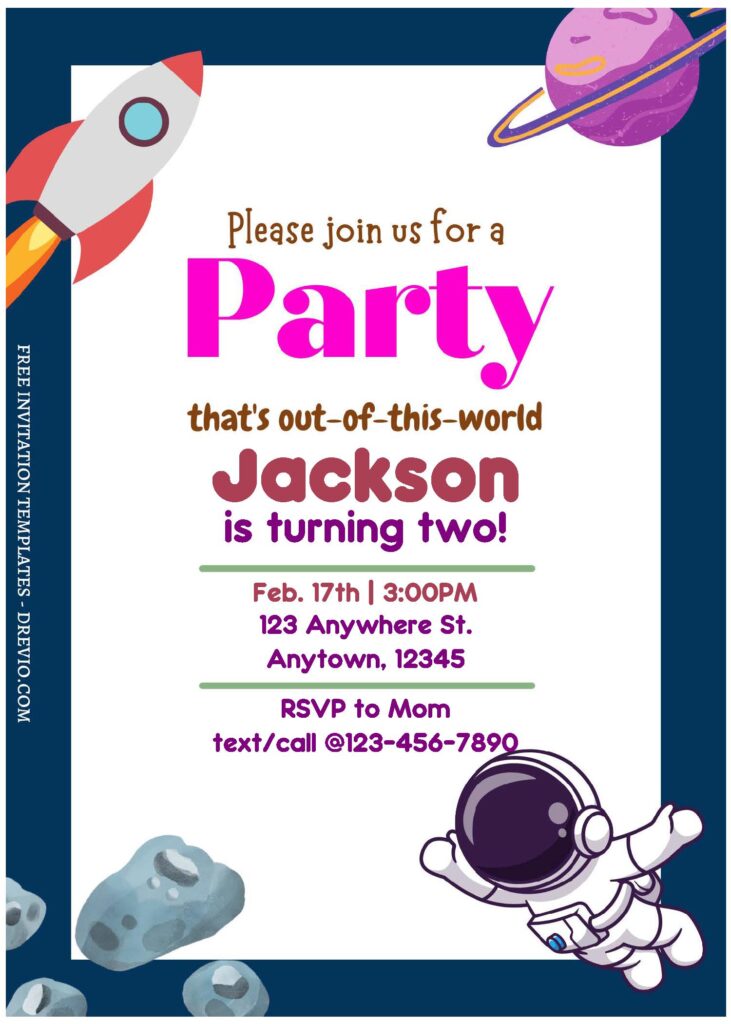 Free Editable PDF Outer Space Kids Birthday Invitation Templates