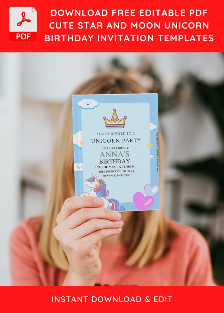(Free Editable PDF) Twinkle Horn Unicorn Birthday Invitation Templates