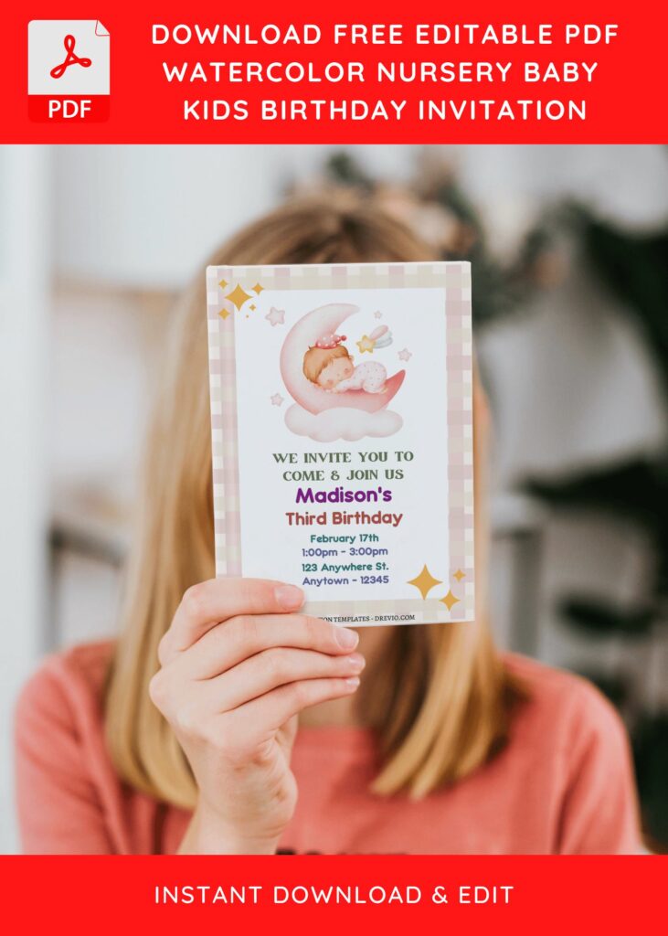 (Free Editable PDF) Cartoon Nursery Birthday Invitation Templates J