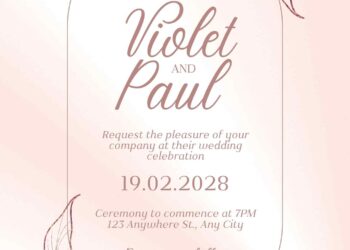 Free Editable Rose Gold Botanical Flower Wedding Invitation