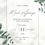 16+ Minimalist Greenery Leaves Botanical Canva Wedding Invitation Templates