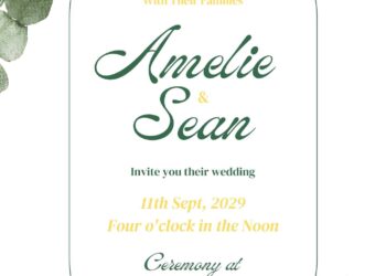 Free Editable Minimalist Greenery White Floral Wedding Invitation