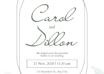 Free Editable Minimalist Dark Green Leaves Wedding Invitation