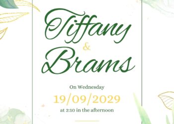 Free Editable Minimalist Greenery Tropical Floral Wedding Invitation