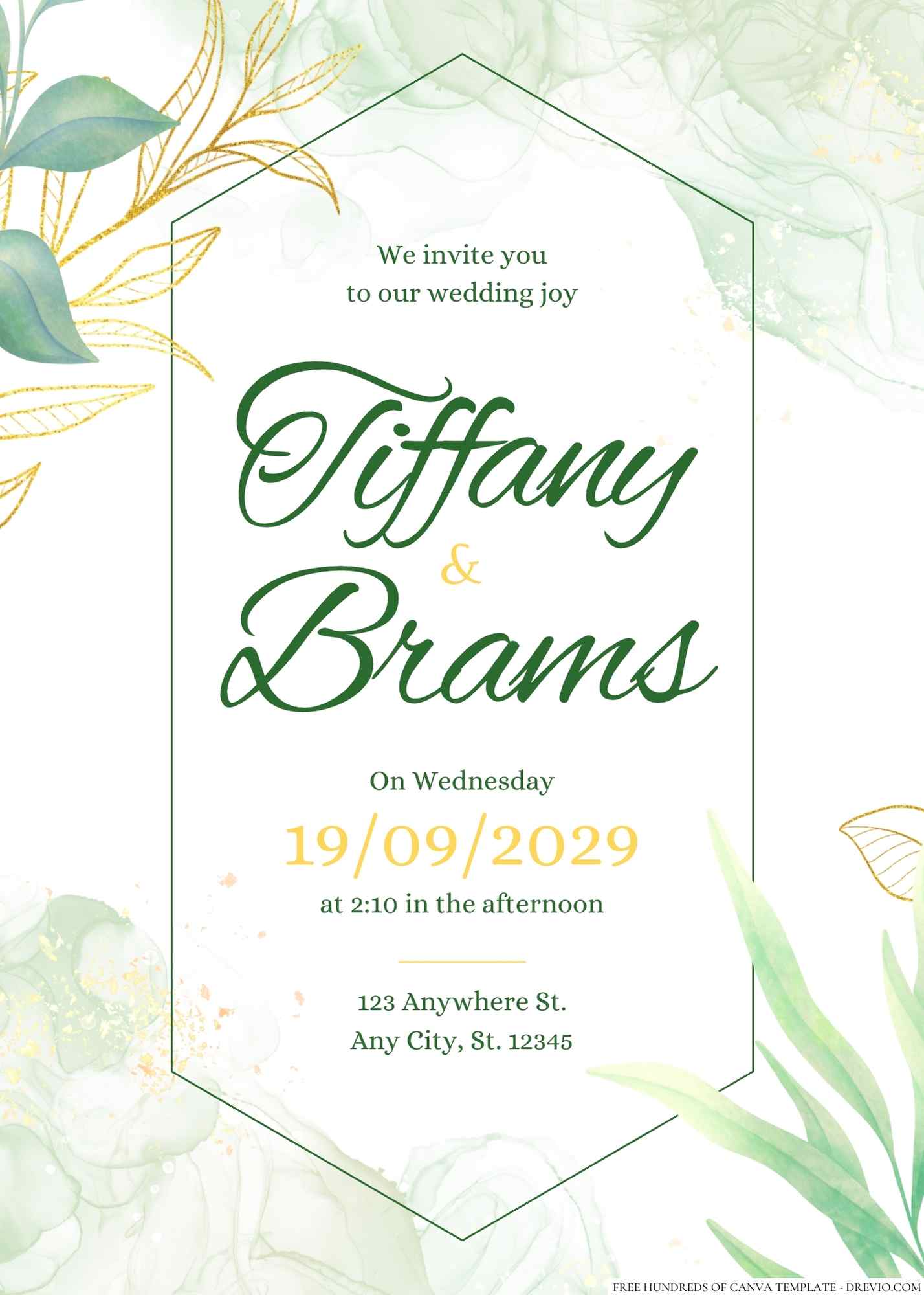 20+ Minimalist Greenery Tropical Floral Canva Wedding Invitation Templates