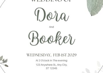 Free Editable Minimalist Exotic Green Leaves Wedding Invitation