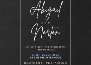Free Editable Chalkboard Dusty Blue Wreath Wedding Invitation