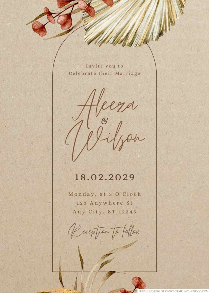 Free Editable Rustic Tropical Watercolor Floral Wedding Invitation