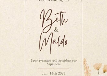Free Editable Rustic Flower Pink Bouquet Wedding Invitation