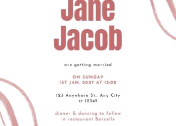 Free Editable Rose Gold Marbleized Decoration Wedding Invitation