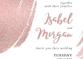 Rose Gold Brush Stroke Canva Wedding Invitation Templates