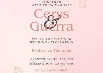 Free Editable Rose Gold Deatile Floral Wedding Invitation