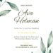 Free Editable Minimalist Greenery Pastel Leaves Wedding Invitation