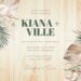 Free Editable Wooden Green Tropical Floral Wedding Invitation