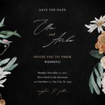 14+ Chalkboard Orange White Floral Canva Wedding Invitation Templates