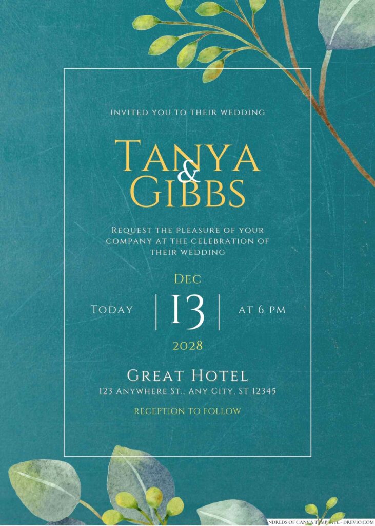Free Editable Chalkboard Eucalyptus Watercolor Wedding Invitation