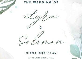 Free Editable Minimalist Tropical Leaves Watercolor Wedding Invitation